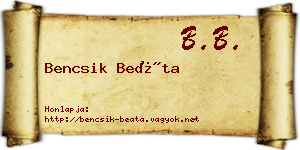 Bencsik Beáta névjegykártya