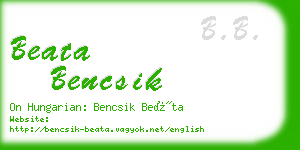 beata bencsik business card